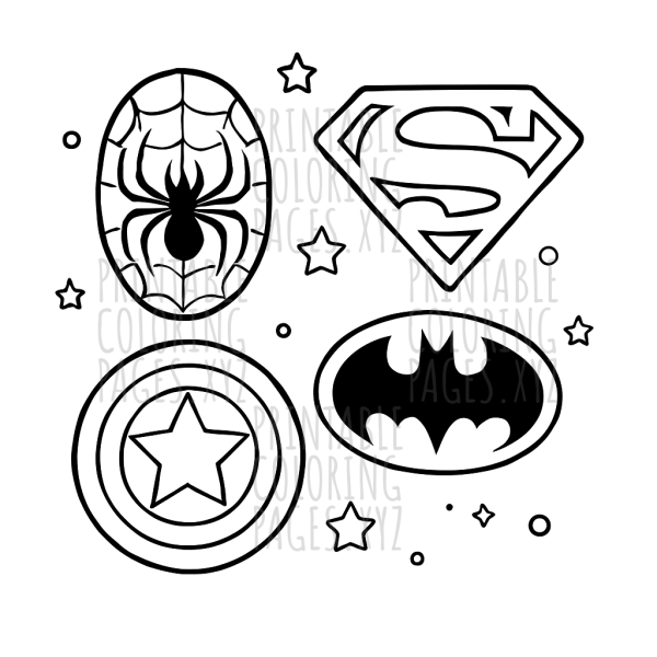 Superhero Emblem Collage Coloring Page