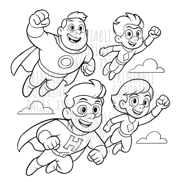 Soaring Superhero Team in Action