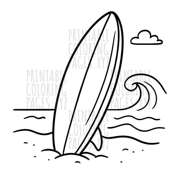 Sunset Surfboard on Sandy Beach
