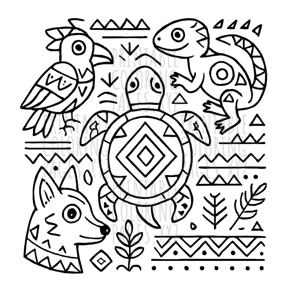 Mystical Tribal Patterns with Animal Motifs