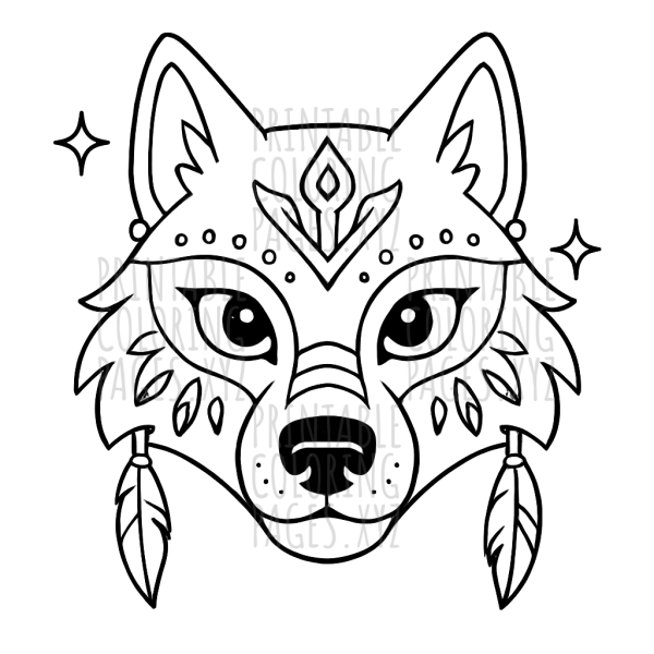 Mystical Tribal Wolf Face Mask Art