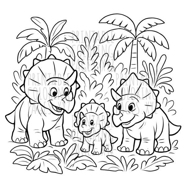 Triceratops Family Adventure in the Jungle