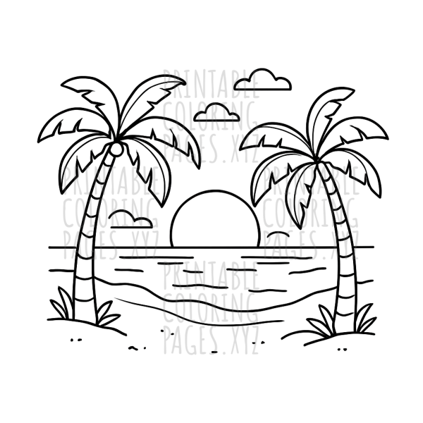 Serene Tropical Beach Sunset Scene