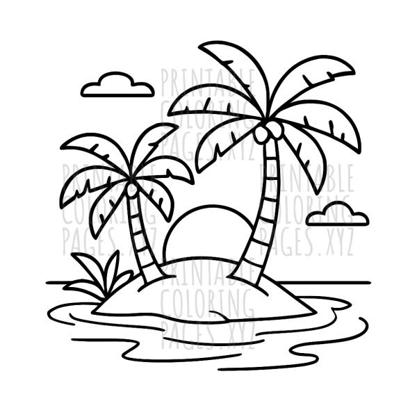 Serene Tropical Island Sunset