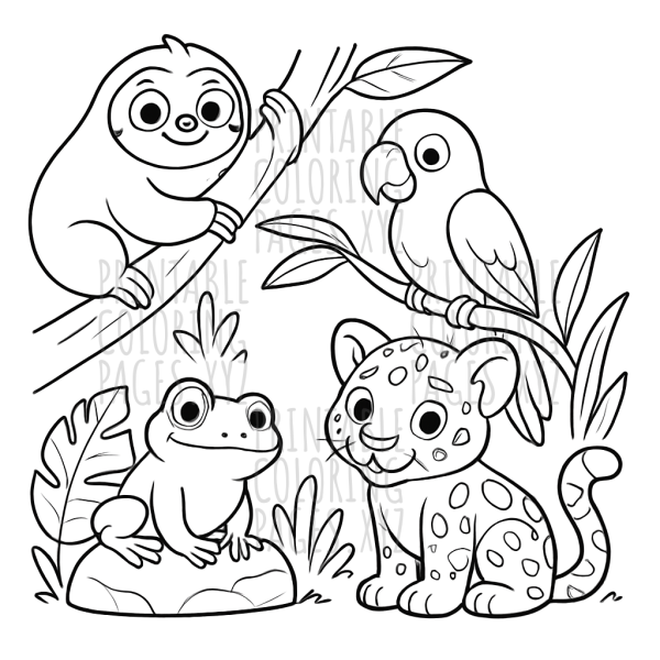 Colorful Tropical Rainforest Friends