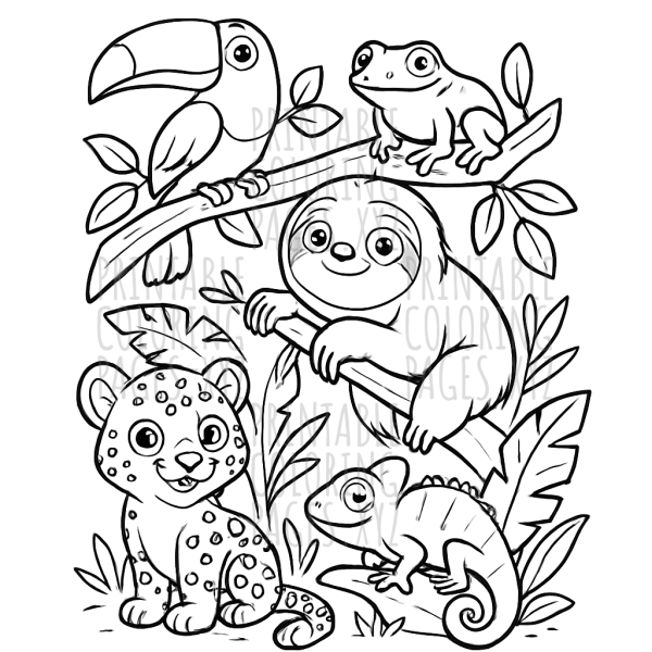 Jungle Safari Adventure with Tropical Rainforest Animals
