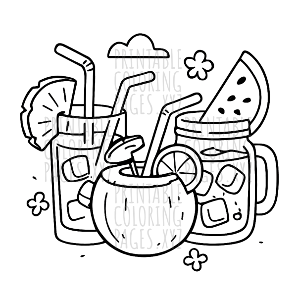Refreshing Tropical Summer Fruit Drinks to Color