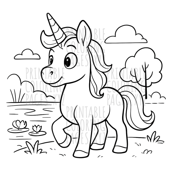 Magical Unicorn by the Enchanted Lake