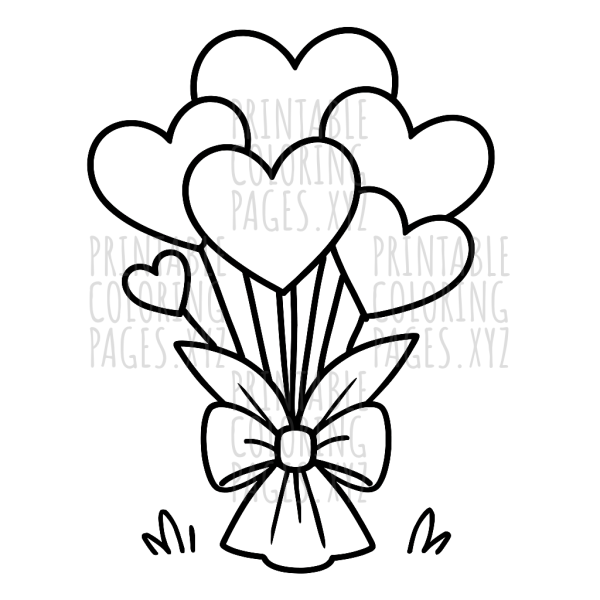 Lovely Valentine Heart Bouquet to Color