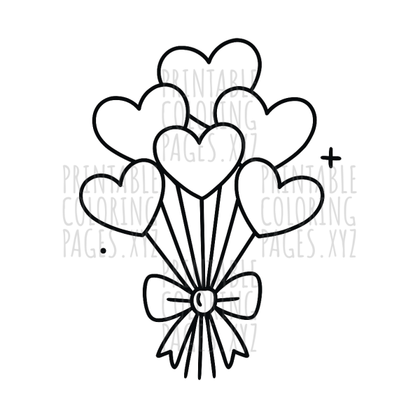 Lovely Valentine's Heart Bouquet to Color