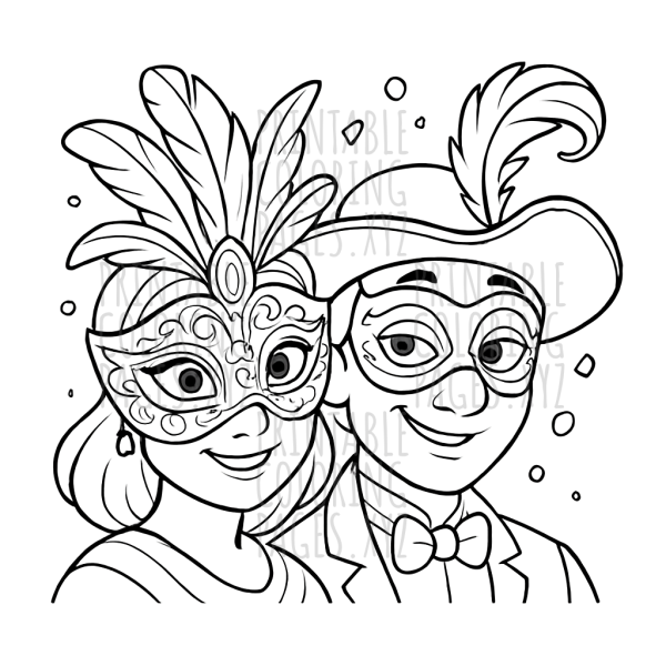 Elegant Venetian Masquerade Masks to Color