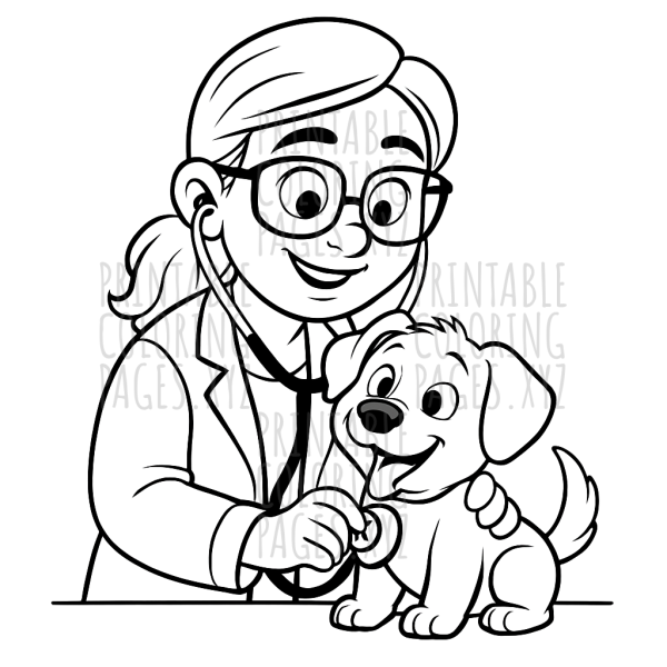 Caring Vet Examining Puppy Fun