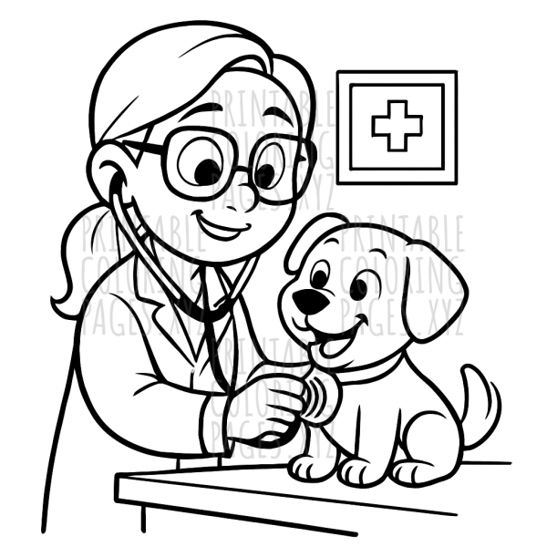 Caring Vet with Puppy Adventure