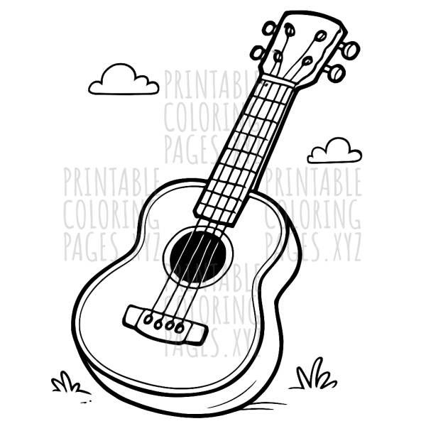 Classic Vintage Acoustic Guitar Closeup Art