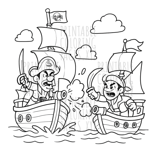 Epic Vintage Pirate Ship Battle Adventure