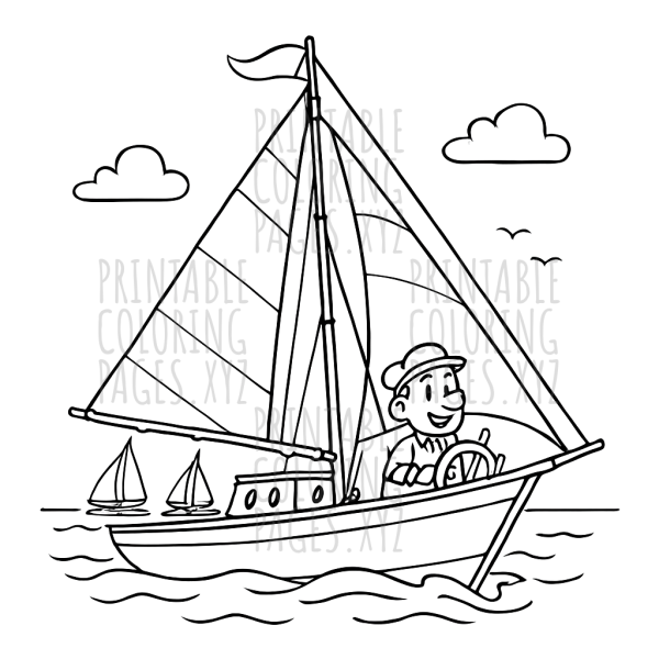 Vintage Sailboat Regatta Coloring Page