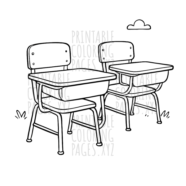 Classic Vintage School Desk Coloring Adventure
