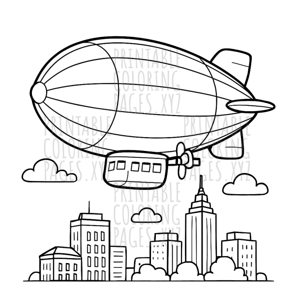 Soaring Vintage Zeppelin Over Cityscape