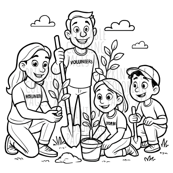 Helping Hands: Volunteers Planting Trees