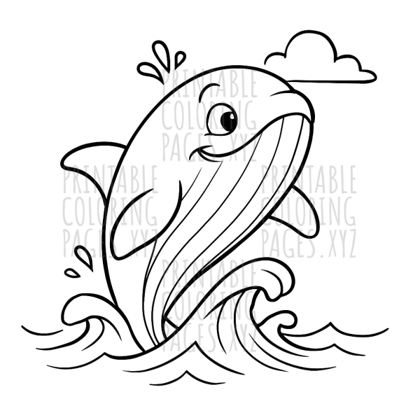 Majestic Whale Breaching Ocean Waves Coloring Fun