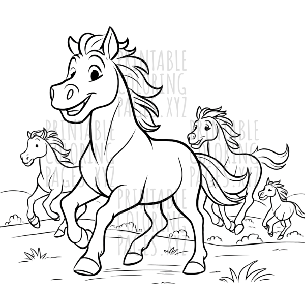 Wild Horses Running Free in the Open Plains