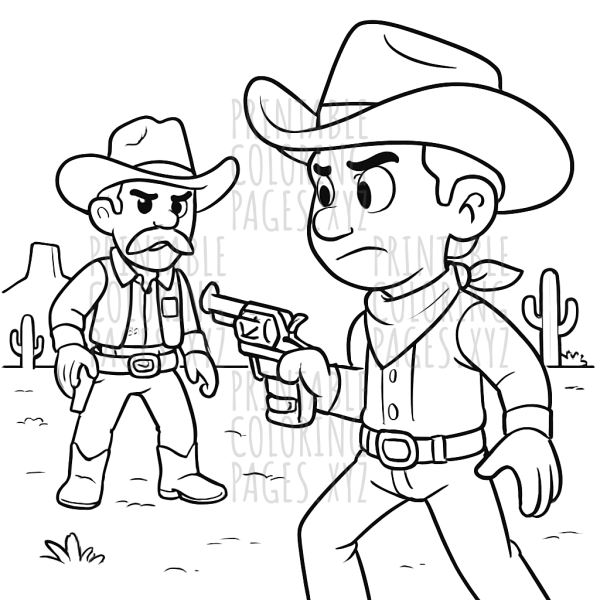 Wild West Showdown: Color Your Own Cowboy Duel