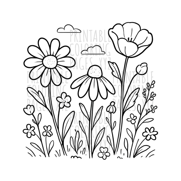 Whimsical Wildflower Meadow Scene