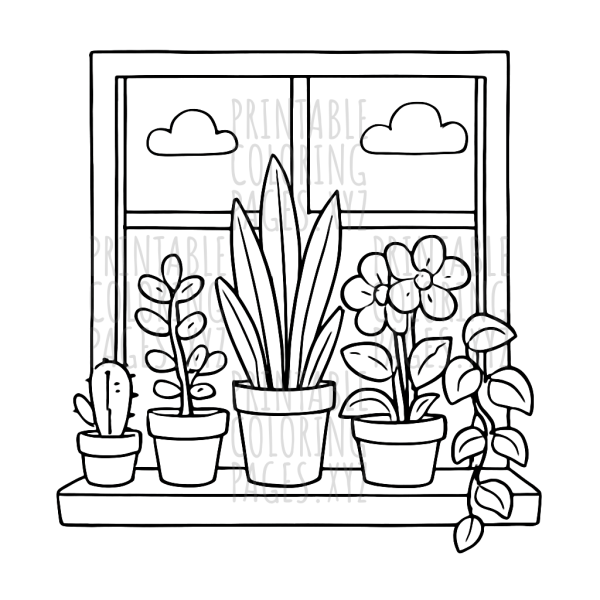 Sunny Window Garden with Potted Plants