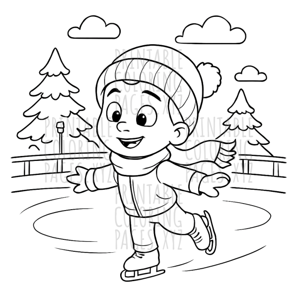 Glide Through a Winter Ice Skating Rink Adventure
