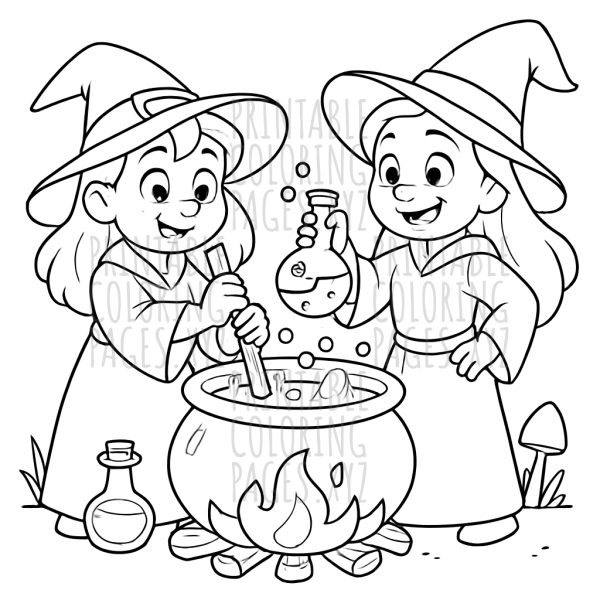 Magical Witches Brewing Potions Scene