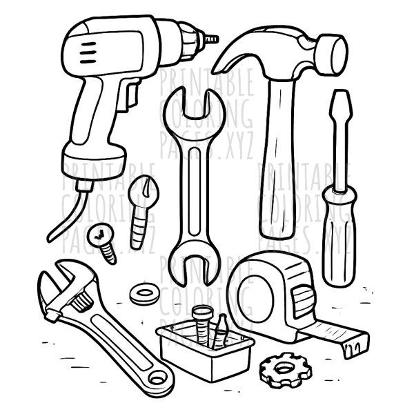 Creative Workshop Tools and Gadgets Coloring Fun
