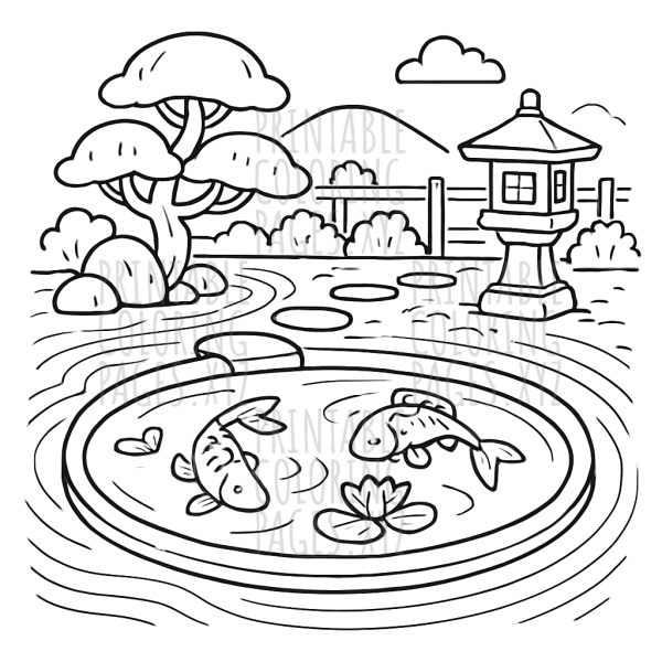 Serene Zen Garden with Koi Pond