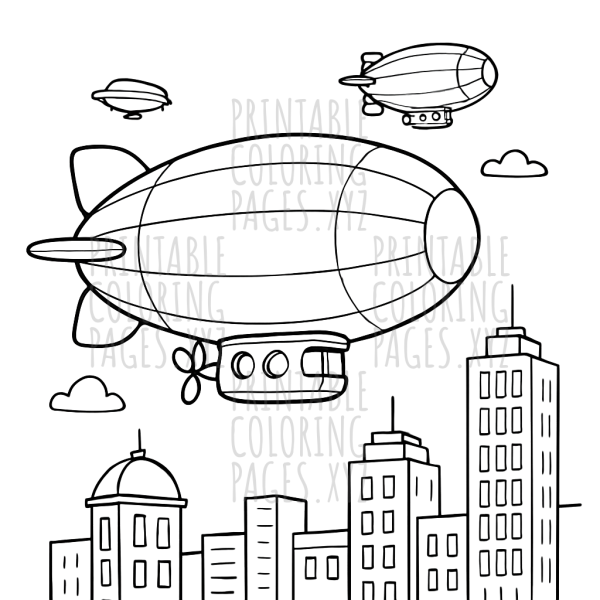 Skyward Adventure with Zeppelins Over the City