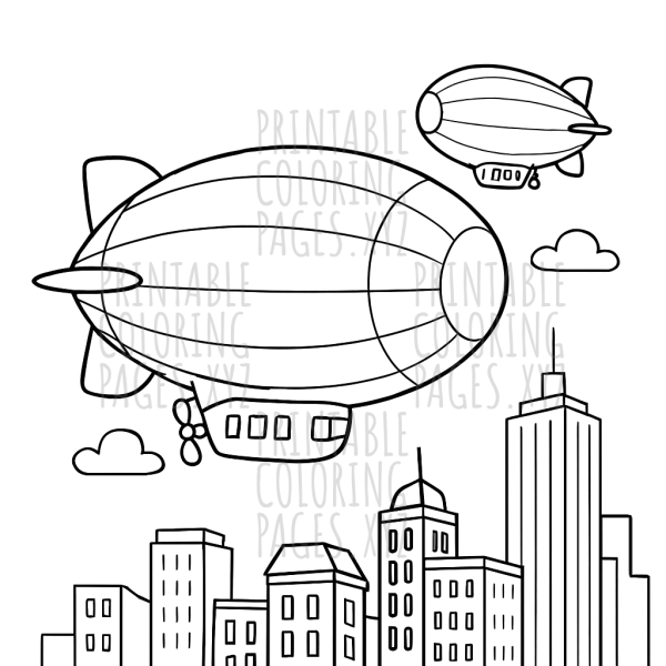 Skyward Adventure with Zeppelins Over City