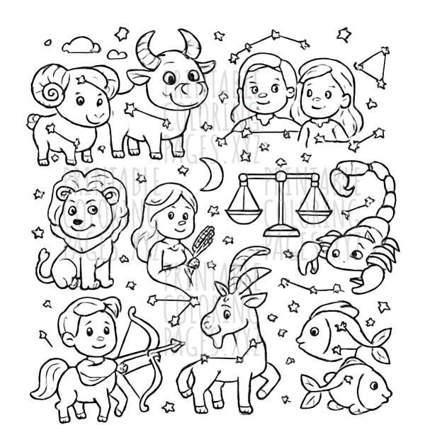 Celestial Wonders: Free Zodiac Constellation Charts for Kids
